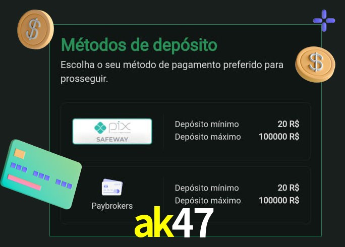 O cassino ak47 oferece uma grande variedade de métodos de pagamento